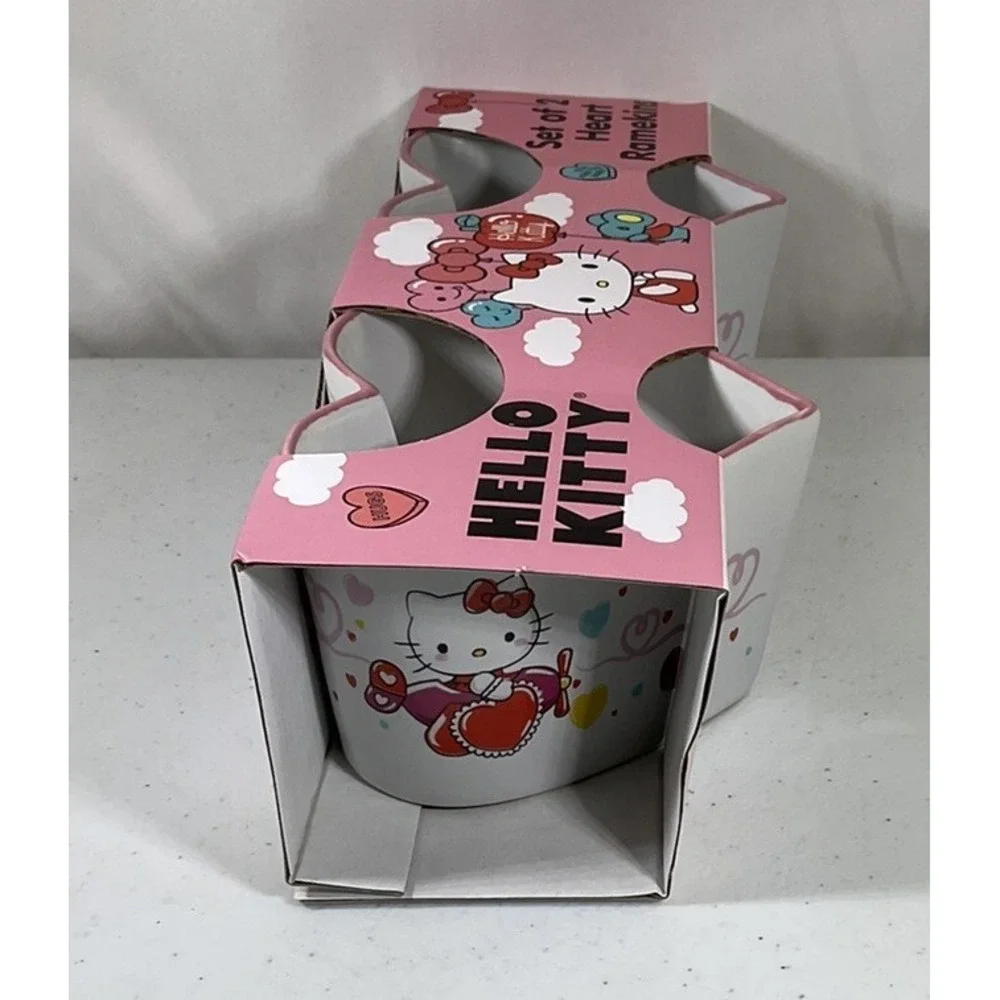 Hello Kitty Valentine Heart Shaped Baking Ramekins With Red Trim